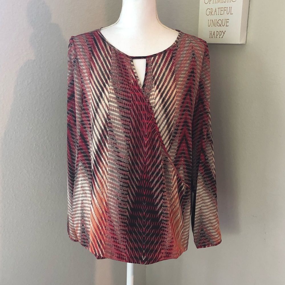 Chico’s Red Patterned Wrap Blouse - image 1